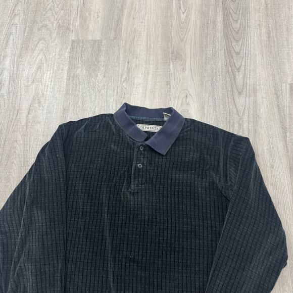 Vintage Imprints Velour Rugby Polo Shirt Men's Medium Green Blue Collared 90s - Picture 2 of 6